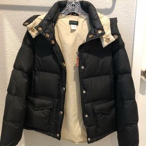 J. Crew Down Hooded Jacket Size S Small Black